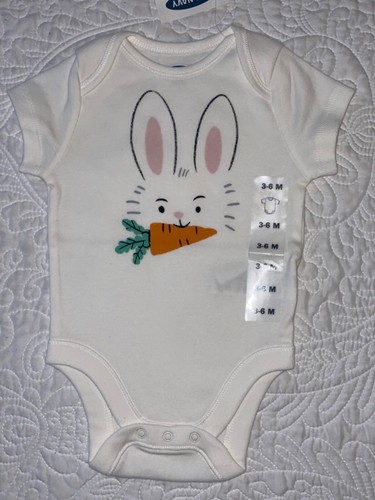 NWT EASTER baby 3 6 9 12 months rabbit Bunny Bodysuit boys girls Old Navy white