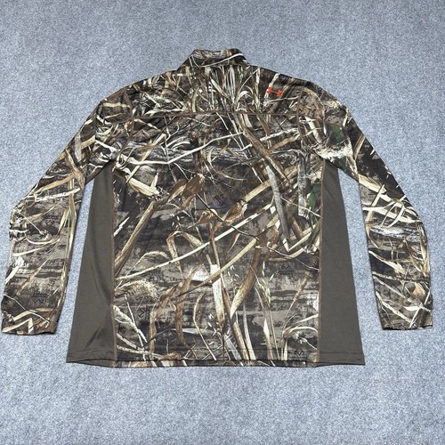 Under Armour Scent Control 1/4 Zip Shirt Mens 2XL Brown Realtree Camo Hunting - Picture 12 of 13