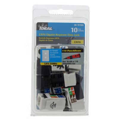 IDEAL 10-Pack Cat6 Rj45 Idc Gigabit Keystone Data Jack Connectors - NEW!