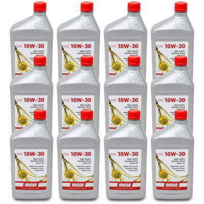 (1) Case of Russo SAE 10W-30 Synthetic Blend 4-Cycle Motor Oil 32 oz./1 Quart 