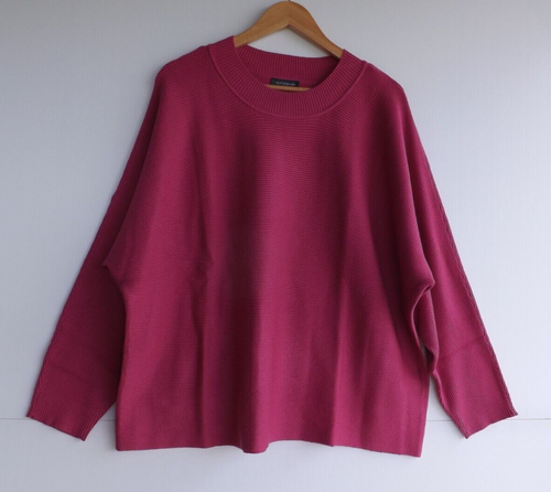 New Autograph Jumper L Plus Size Womens Pink Ribbed Knit Pullover Dolman Sleeve