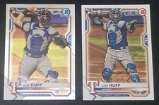 2021 Bowman Chrome & Bowman Sam Huff Rookie Card Texas Rangers No. 91 & 23