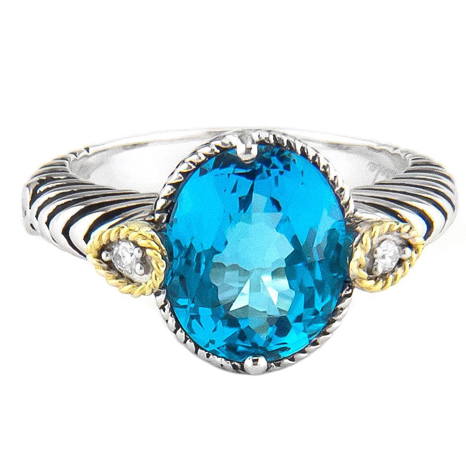 アクセサリー Kartoon Andrea Candela 18kt & Sterling Silver Diamond Blue Topaz