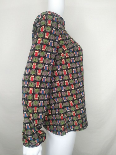 Ezra top small blouse shirt owl split back long sleeve EUC - Picture 9 of 12