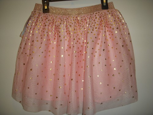 NEW Cat & Jack Girl's Gold Hearts Print Pink Tulle Tutu Day Skirt - Picture 2 of 2
