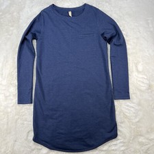 Lucy Long Sleeve Knee Length Sweatshirt Dress Womens M Blue