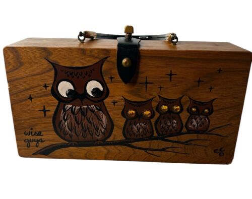 Vintage Enid Collins Wise Guys Wooden Box Bag Purse 1962 Excellent Condition