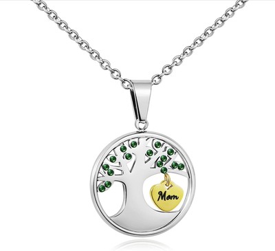 BRAND NEW Tree Of Life Necklace Green CZ Paved Gifts Mom Grandma 18-20  Chain 