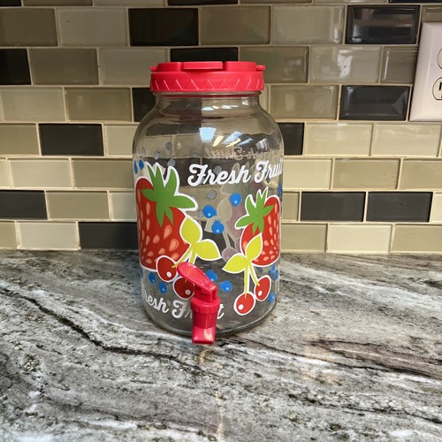 Vintage Glass Sun Tea Iced Tea Jar Hibiscus Red 1 Gallon - Picture 6 of 11
