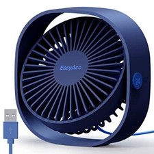 USB Desk Fan, 3 Speeds USB Fan Lower Noise USB Powered Navy Blue