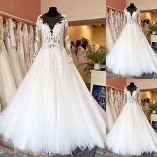 Bohemian Long Sleeves Wedding Dresses Lace Appliques Tulle Lace Bridal Gowns