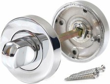 Polished Chrome Turn & Release Set for Bathroom Lock - Toilet Door Thumb Twi