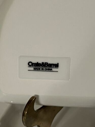 Set of 2 Crate & Barrel White Plates Bread Shape Sandwich Toast Snack Size - Picture 4 of 4