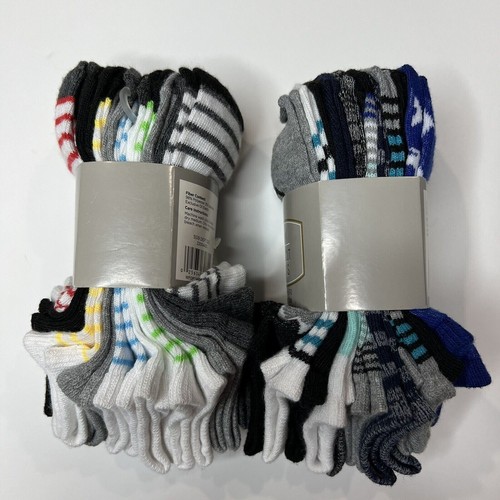 NWT Boys Size 7-3 Socks Lot of 2 Packs Stripes Sharks 20 Pair Low Cut Ankle - Picture 5 of 5
