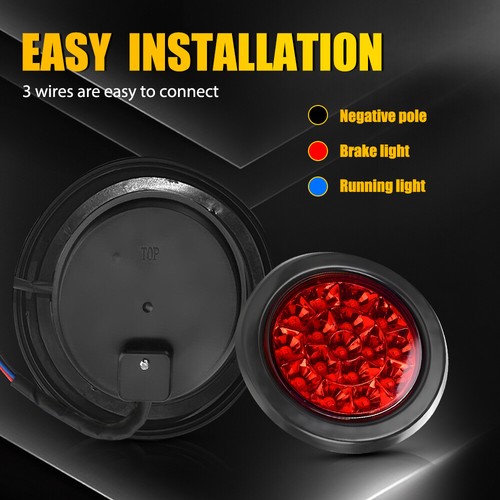 8X 4Inch Round LED Tail Light Indicator Turn Signal Reverse Trailer Truck 12-24V - Picture 8 of 10