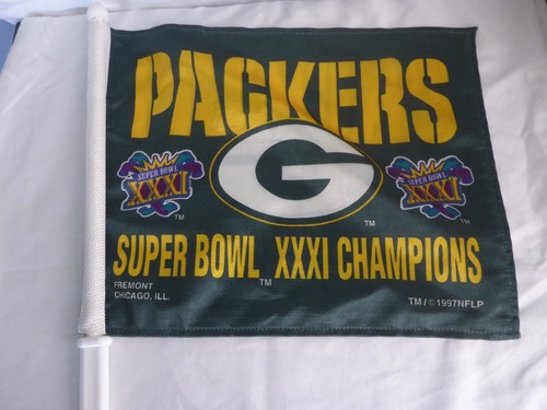 Vintage Packers Superbowl XXXI Championship 2 Car Flags and License plate frame - Picture 5 of 11