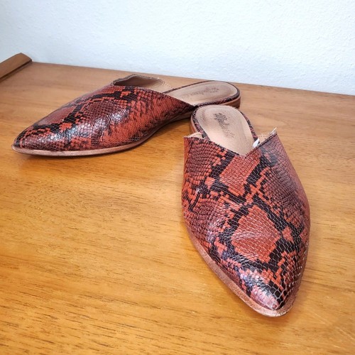 Madewell Emilia Schlangenleder Pantoletten Leder Pantoletten rot Freizeit Sommer Ausgehen Gr.9
