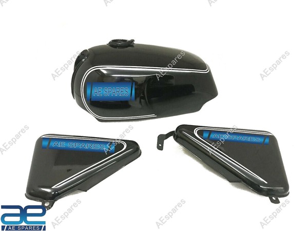 Kompatibel Mit Norton Commando Roadster 750 Schwarz Benzintank + Side Panel Aes-image