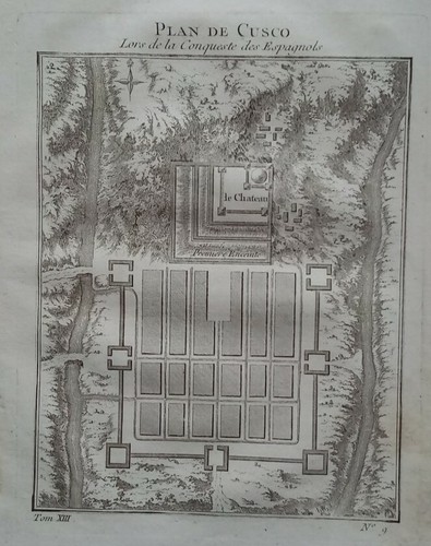 Kupferstich der Inka-Stadt "Cusco" * um 1750 * J. N. Bellin - Bild 2 von 3