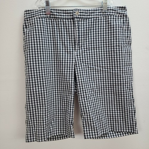 Lauren Ralph Lauren Active Bermuda Shorts Women 10 Black White Stretch Pockets