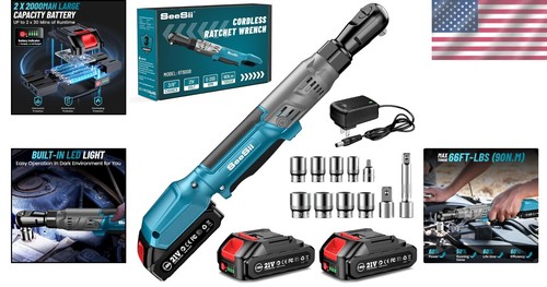 Multi-Functional 21V Cordless Ratchet Wrench - Ergonomic with LED & Safety Lock - Picture 2 of 11