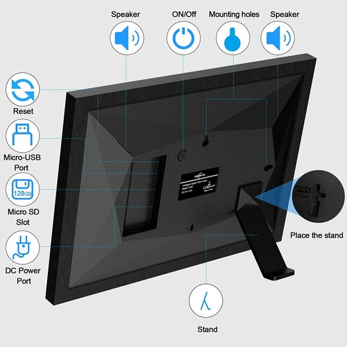 FEONAL Digital Picture Frame WiFi 10.1 inch IPS Touch Screen HD Display, 16GB Me - Picture 6 of 7