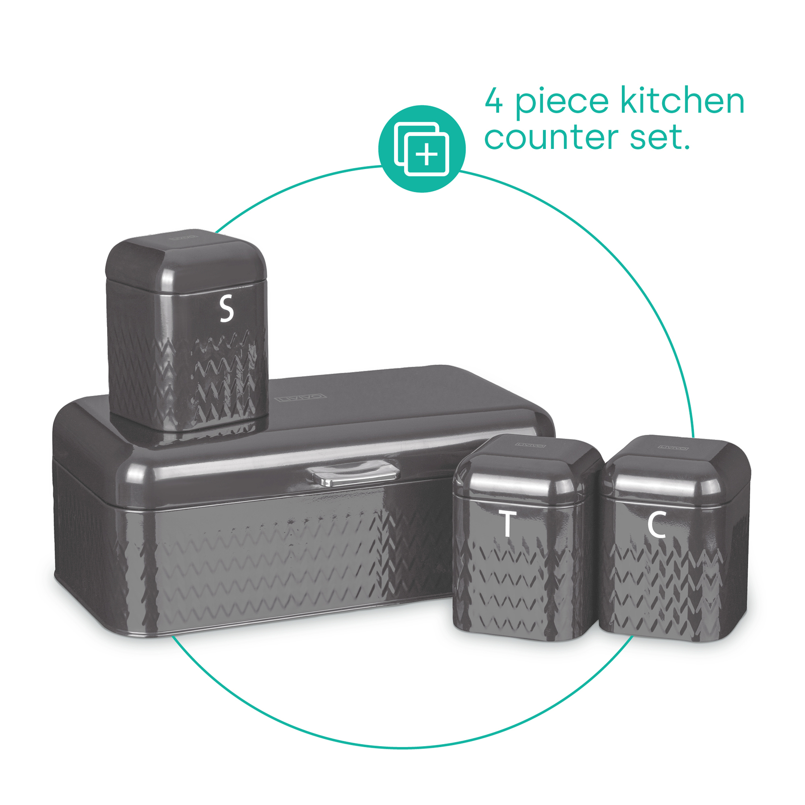 4Pcs Taurus Kitchen Tea Coffee Sugar Bread Bin Set Storage Tins