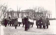 PHOTO CARD AUTUMN MILITARY SCHOOL 1937 FLAG DECORATION GENERAL DUFIEUX