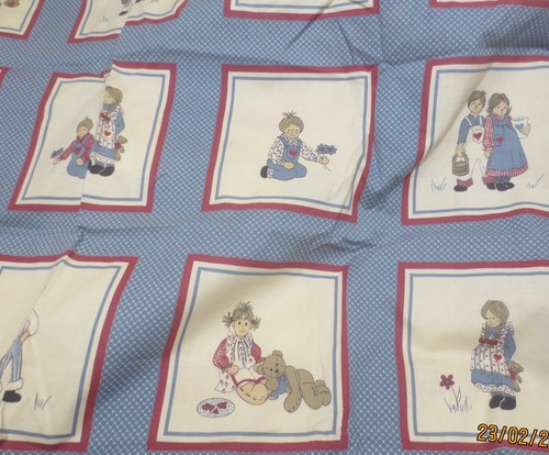 Vintage 34 x42" Craft panel w/ 20 small scenes Children Toys Bears Country Blue - Picture 5 of 8
