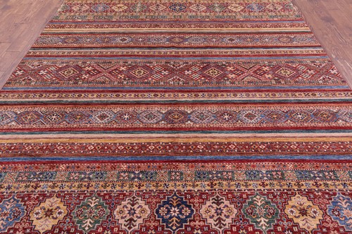 Khorjin Super Kazak Handmade Wool Rug 8' 2" X 11' 6" - Q10113 - Picture 5 of 11