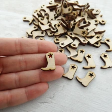 Cowboy Cowgirl Boot Confetti 100 Pieces Wood Star Rustic Boots Country Tabletop