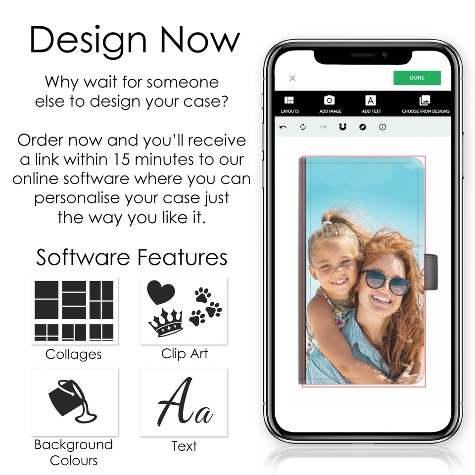 Personalised Phone Case;Custom Photo PU Leather Flip Cover For Apple/Samsung - Image 3 of 4