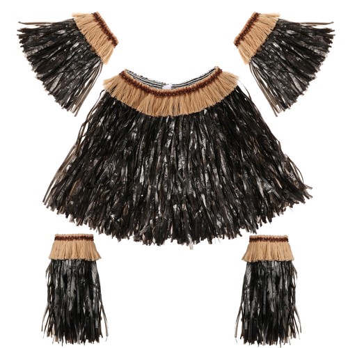 Women Arm Band Leg Grass Skirt Suit Luau Skirts Hawaiian Costume for