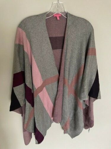 NEW Talbots Women GRAY PINK Wrap One Size Cotton Viscose Striped