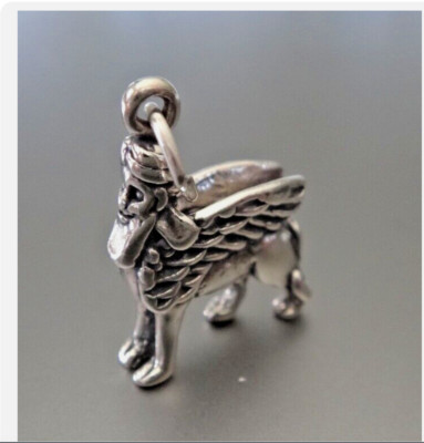 Sterling Silver 3D 14x19mm Solid Full body Sphinx of Giza in Egypt Africa Charm