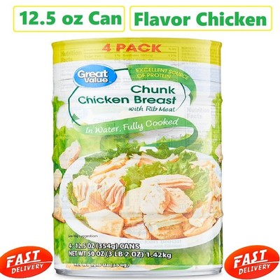 Great Value Chunk Chicken Breast, 12.5 oz Can (4 Pack)
