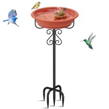 Bird Bath for Outside, 40In Freestanding Birdbaths Birdfeeder with Removabl...