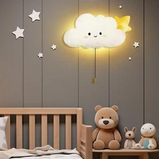Cloud Night Light Wall Lamp Sleeping Nursery Lighting Cute Floating Battery O...