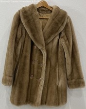 Vintage Dubrowsky & Joseph Women's Caramel Tissavel Faux Fur Pink Button Coat