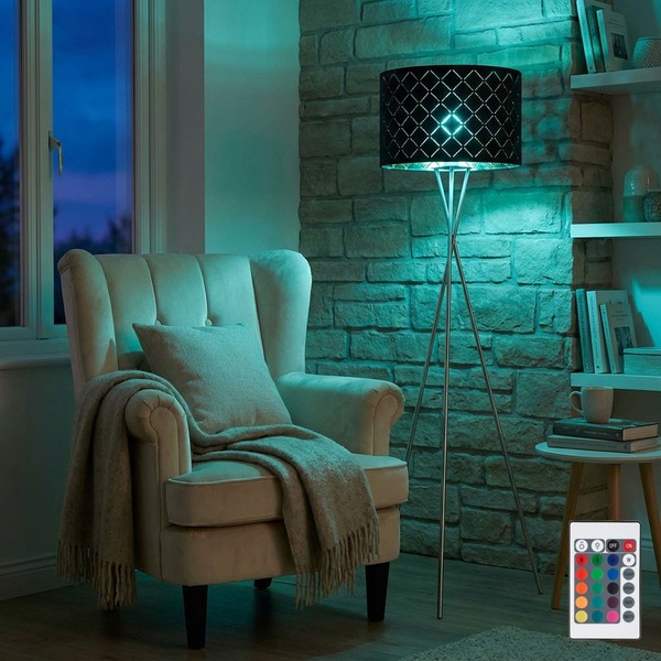 Stehleuchte Stativlampe Standleuchte Rgb Led Fernbedienung Dimmbar Schwarz Gold-image