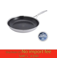 12-inch, 18/10 Stainless Steel, Non-stick, Ceramic Hybrid Nonstick Fryin...(zw)