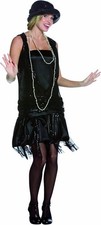 Gatsby Girl Black Roaring 20's Flapper Fancy Dress Up Halloween Adult Costume