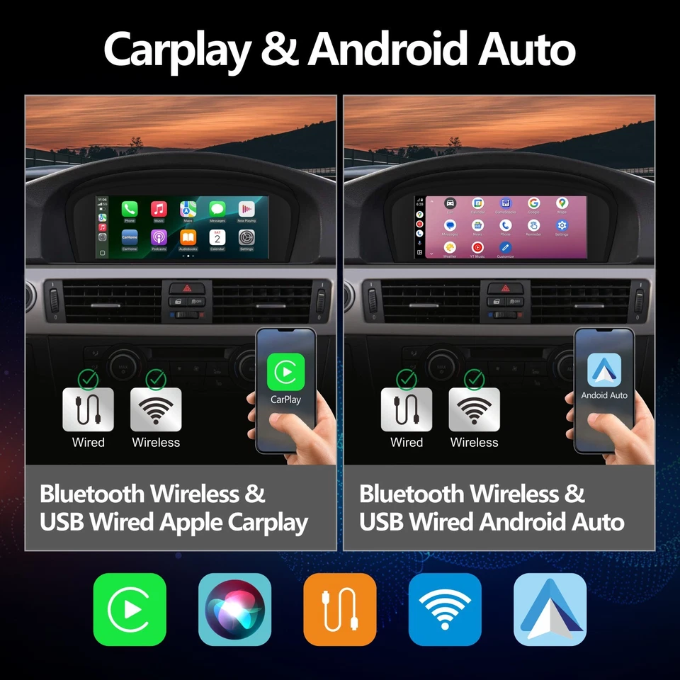 Pantalla para BMW E60/E61/E90/E91/E92/E93 CIC BT Android Auto AHD CarPlay Foto 2 de 4