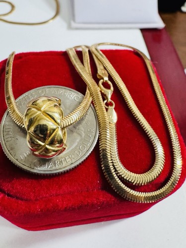 New 18K 750 Real Fine Saudi Gold Quilted Necklace 17.5”/18” Inch Long 9.2g 3.2mm - Picture 19 of 24