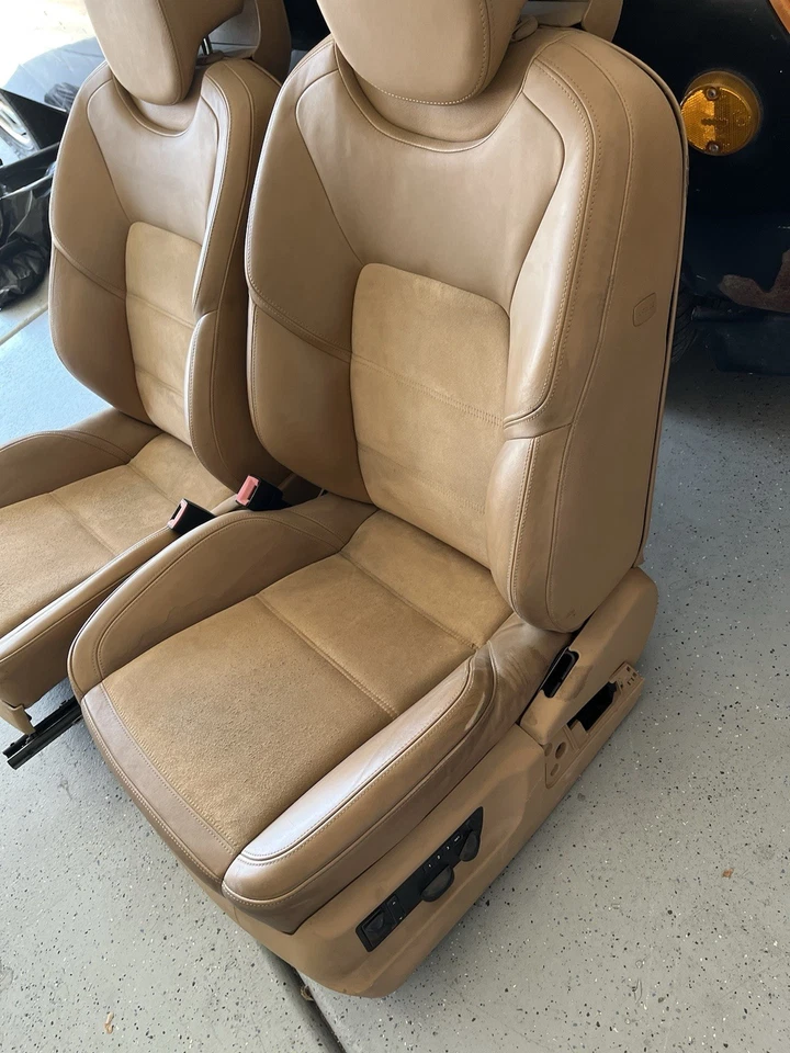 Juego de par de asientos delanteros de gamuza Alcantara de cuero tostado para Porsche Cayenne Gts 11-18 OEM Foto 3 de 4