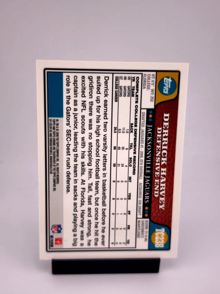 Derrick Harvey RC AUTO 2008 Topps Chrome NFL Jacksonville Jaguars - Image 2 of 2