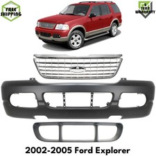 Front Bumper Cover Primed Plastic Grille Assembly For 2002-2005 Ford Explorer