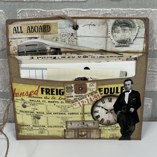 Vintage Ephemera Lot Paper Documents in Handmade Envelope Folder Pouch Railroad - Picture 15 of 15