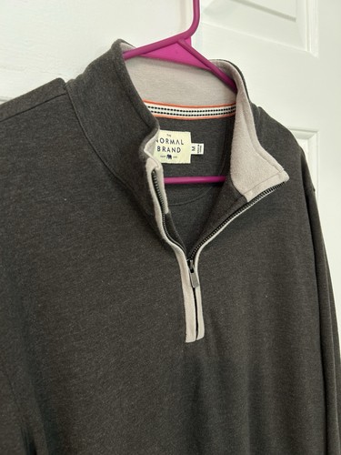 The Normal Brand Men's Sz Med 1/4 Zip Sweater Puremeso Weekend Charcoal Gray - Picture 2 of 7
