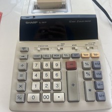 Vintage Adding Machine Sharp EL-1801P 12 Digit, 2 Color Printing Calculator